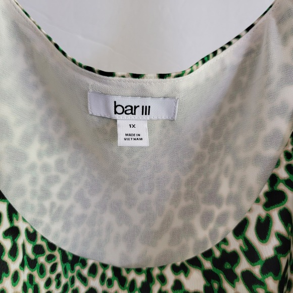 Bar III Green Animal Print Tank Top Sleeveless Casual Blouse 1X - Picture 2 of 5